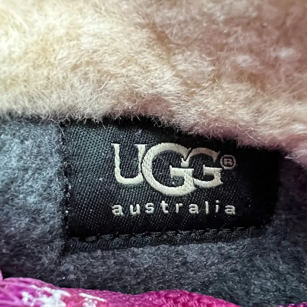 UGG Bobbey 3288 Snow Boots Kids Size 1 Purple Waterproof Shearling Lined Gray